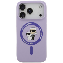 Karl Lagerfeld Karl and Choupette silikonowe etui z MagSafe do iPhone 17 Pro - fioletowe