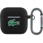 Lacoste Croc Logo silikonowe etui z karabińczykiem do AirPods 4 / 5 - czarne
