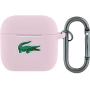 Silikonowe etui Lacoste Croc Logo z karabińczykiem do AirPods 4 / 5 - różowe