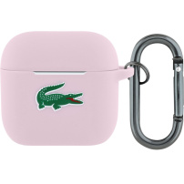 Silikonowe etui Lacoste Croc Logo z karabińczykiem do AirPods 4 / 5 - różowe