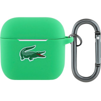 Lacoste Croc Logo silikonowe etui z karabińczykiem do AirPods 4 / 5 - zielone