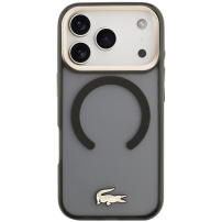 Lacoste Frosted Finish Gold Logo etui z MagSafe do iPhone 17 Pro - szary