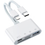 NK-104 Pro 4w1 Redukcja z czytnikiem kart - slot na kartę SD / TF / USB-C / USB-A do USB-C / Lightning - biała