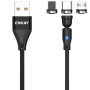 ENKAY Kabel ładujący i do transmisji danych 3w1 z wymiennymi magnetycznymi złączami - USB-A do USB-C / Lightning / micro USB - 1 m - czarny