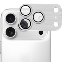 ENKAY Szkło hartowane z szlifowaną ramką do ochrony obiektywów aparatu dla iPhone 17 Pro - srebrne