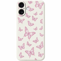 Etui ochronne ze wzorem motyli do iPhone 17 - beżowe