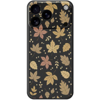 Etui ochronne ze wzorem jesiennych liści na iPhone 17 Pro Max - czarny