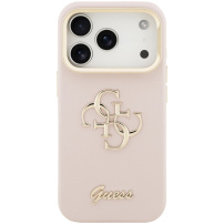 Etui Guess Grained 4G Logo z rozkładaną podstawką do iPhone 17 Pro Max - różowy
