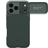 Spigen Optik Armor wytrzymałe etui z osłoną na kamerę i MagSafe do iPhone 17 Pro - ciemnozielone