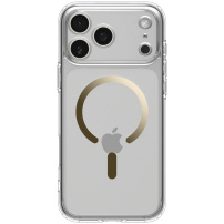 Spigen Ultra Hybrid przezroczyste etui ze złotym MagSafe do iPhone 17 Pro Max - przezroczyste