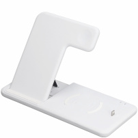 Q20 4w1 Składana Bezprzewodowa Podstawka do iPhone / Apple Watch / AirPods ze złączem Lightning - 15W - biała