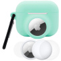 Zestaw 3w1 silikonowego etui i folii ochronnej na przód i tył do AirPods Pro 3 / AirTag 1 / 2 - miętowy