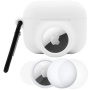 Zestaw 3w1 silikonowego etui i folii ochronnej na przód i tył do AirPods Pro 3 / AirTag 1 / 2 - biały