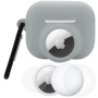 Zestaw 3w1 silikonowe etui i folia ochronna na przód i tył do AirPods Pro 3 / AirTag 1 / 2 - szary