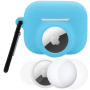 3w1 zestaw silikonowego etui i folii ochronnej na przód i tył do AirPods Pro 3 / AirTag 1 / 2 - świecący niebieski