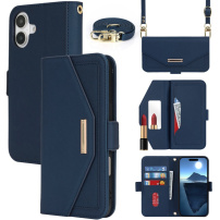 Etui z klapką z paskiem w stylu kopertówki do iPhone 17 - ciemnoniebieskie