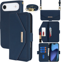 Etui z klapką z paskiem w stylu kopertówki do iPhone Air - ciemnoniebieskie