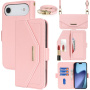 Etui z klapką z paskiem w stylu kopertówki dla iPhone Air - różowe