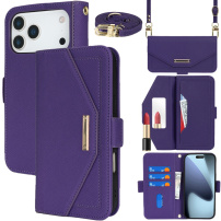 Etui z klapką i paskiem w stylu kopertówki dla iPhone 17 Pro Max - fioletowe