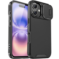 Matowe etui z przesuwaną osłoną kamery do iPhone 17 - czarne