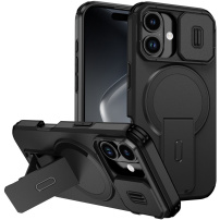 Etui z przesuwaną osłoną kamery, rozkładaną podstawką i MagSafe do iPhone 17 - czarny