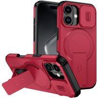Etui z przesuwaną osłoną kamery, rozkładaną podstawką i MagSafe do iPhone'a 17 - czerwony