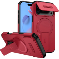 Etui z przesuwaną osłoną kamery, rozkładaną podstawką i MagSafe do iPhone 17 Pro Max - czerwone