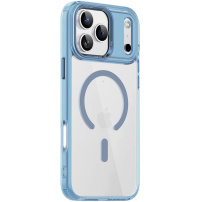 Przezroczyste etui z kolorową ramką i MagSafe do iPhone 17 Pro Max - niebieskie