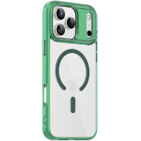 Przezroczyste etui z kolorową ramką i MagSafe do iPhone 17 Pro Max - zielone