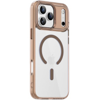 Przezroczyste etui z kolorową ramką i MagSafe do iPhone 17 Pro Max - brązowe