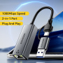 ESSAGER 2w1 adapter ethernet - RJ45 na USB-C / USB-A - szary