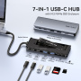 ESSAGER ES-HB01 7w1 hub - dysk SSD / slot na kartę SD / TF / 2x USB-C / 2x USB-A na USB-C - ciemnoszary