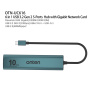 ONTEN UC616 7w1 hub - RJ45 / 2x USB-C / 4x USB-A na USB-C - petrol