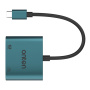 ONTEN UC288 adapter 2w1 - HDMI / RJ45 na USB-C - petrolowy