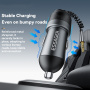 ESSAGER ES-CC20 Bluetooth FM transmitter samochodowy z portami USB-C / USB-A i kablem 3,5 mm jack - 35W - szary