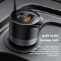 ESSAGER ES-CC20 Bluetooth FM transmitter samochodowy z portami USB-C / USB-A i kablem 3,5 mm jack - 35W - szary