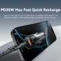 ESSAGER ES-CC20 Bluetooth FM transmitter samochodowy z portami USB-C / USB-A i kablem 3,5 mm jack - 35W - szary