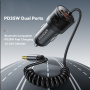ESSAGER ES-CC20 Bluetooth FM transmitter samochodowy z portami USB-C / USB-A i kablem 3,5 mm jack - 35W - szary