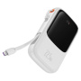 Powerbanka Baseus QPow Pro zintegrowanym kablem USB-C i portami USB-C / USB-A - 10 000 mAh - biała
