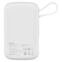 Powerbanka Baseus QPow Pro zintegrowanym kablem USB-C i portami USB-C / USB-A - 10 000 mAh - biała