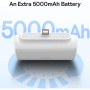 Baseus Kompaktowa powerbanka ze zintegrowanym złączem Lightning i portem USB-C - 5 000 mAh - biała