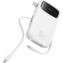 Powerbanka Baseus QPow2 zintegrowanymi kablami USB-C i portami USB-C / USB-A - 10 000 mAh - biała
