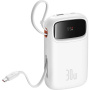 Powerbanka Baseus QPow2 zintegrowanymi kablami USB-C i portami USB-C / USB-A - 10 000 mAh - biała