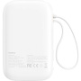 Powerbanka Baseus QPow2 zintegrowanymi kablami USB-C i portami USB-C / USB-A - 10 000 mAh - biała
