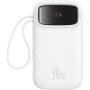 Powerbanka Baseus Qpow2 s integrovanými kabely USB-C a portami USB-C / USB-A - 20 000 mAh - biała