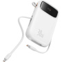Powerbanka Baseus Qpow2 s integrovanými kabely USB-C a portami USB-C / USB-A - 20 000 mAh - biała
