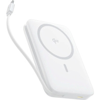 Baseus PicoGo Qi2 bezprzewodowa powerbanka MagSafe z wbudowanym kablem USB-C i portem USB-C - 10 000 mAh - biała