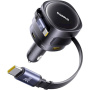 Zestaw ładowarki samochodowej Baseus Enjoyment Max z portami USB-C / USB-A i wysuwanymi kablami USB-C - 90W - 0,8 m - czarny