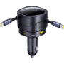 Zestaw ładowarki samochodowej Baseus Enjoyment Max z portami USB-C / USB-A i wysuwanymi kablami USB-C - 90W - 0,8 m - czarny