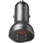 Baseus Cyfrowy Wyświetlacz ładowarka samochodowa z portami 2x USB-A - 24W - ciemnoszara